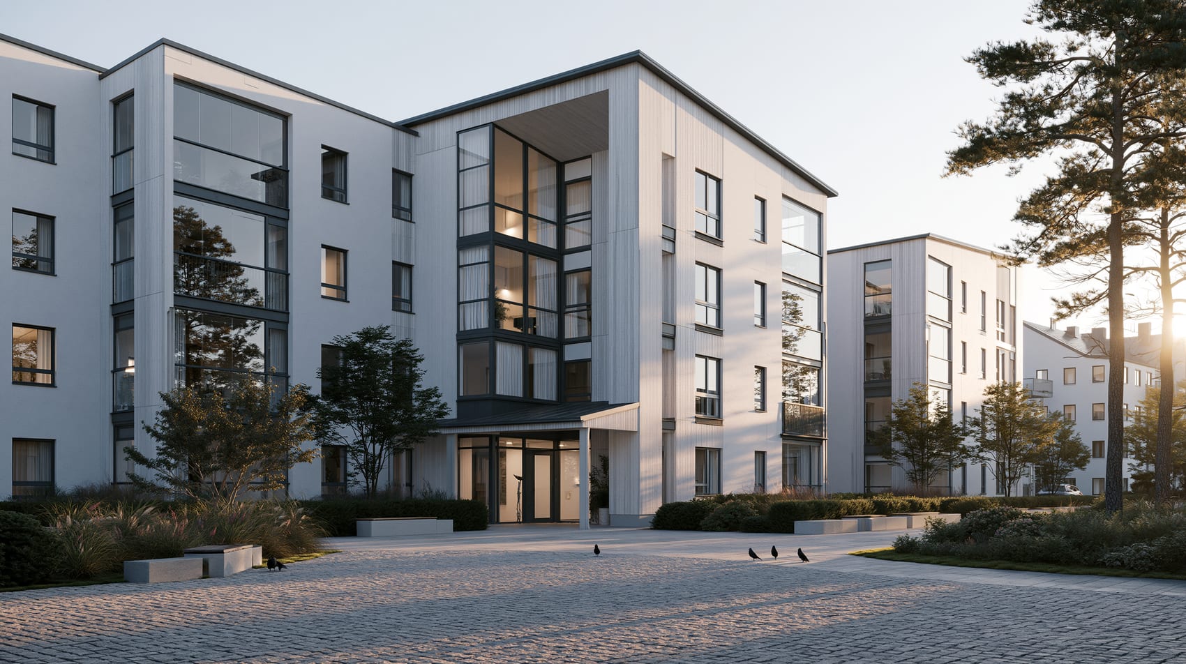 Moderne Wohnanlage mit Vorplatz